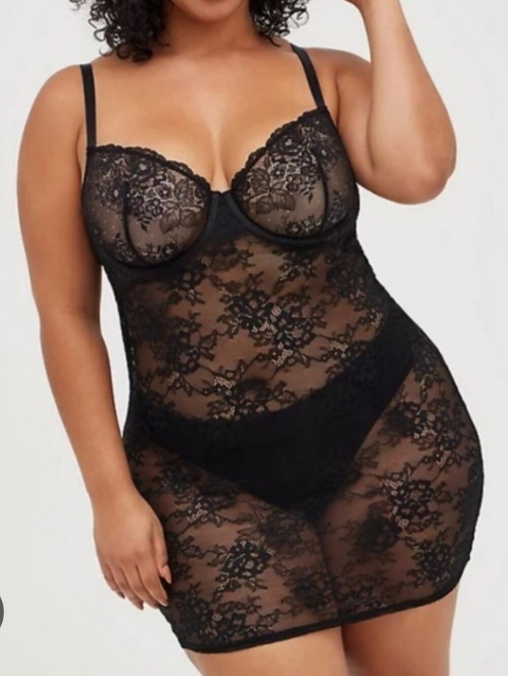 torrid Black Sheer Lace Underwire Chemise Size 4X - Like New
